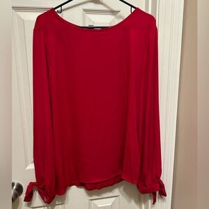 Red Blouse - Long Sleeve Tie Bow at end